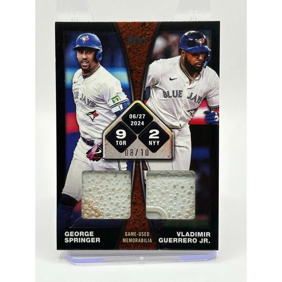 2025 Topps Series 2 George Springer Vladimir Guerrero Jr Black Bases Relic 8/10 - Picture 1 of 2